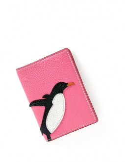'En L'Air Voyage Pingouin' Nappa Leather passport Holder Rose
