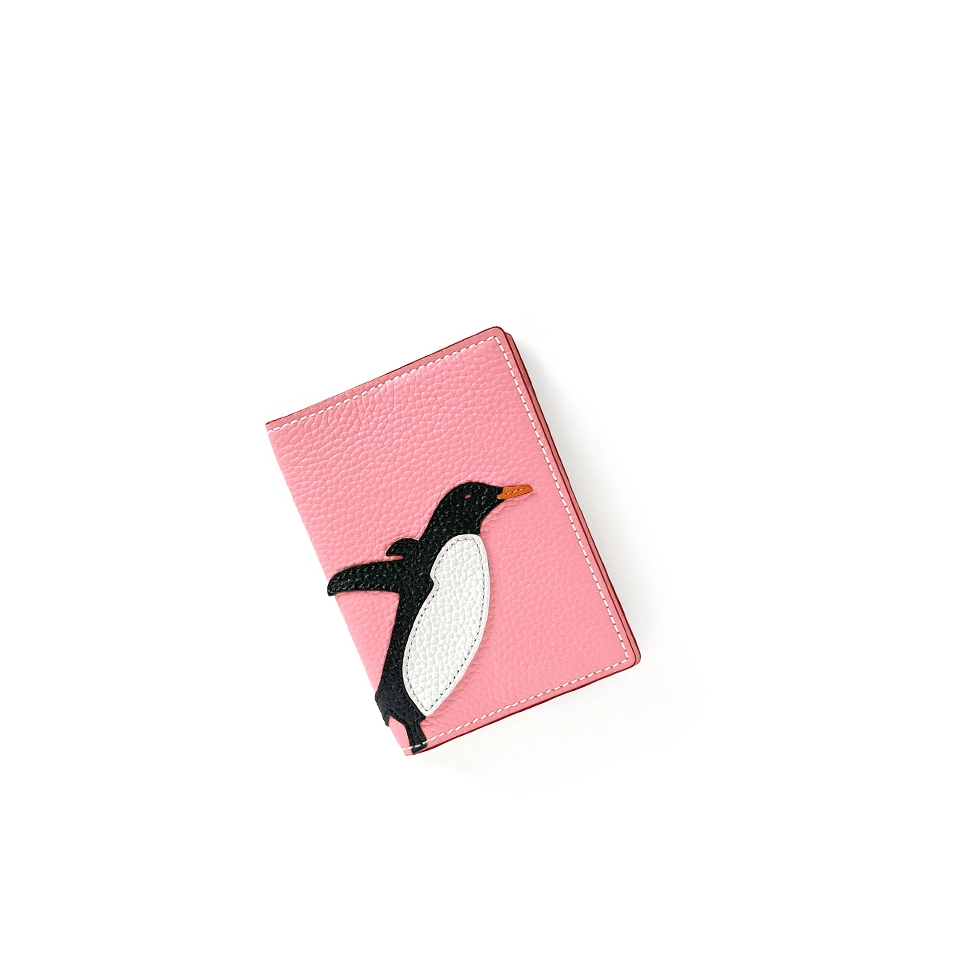 'En L'Air Voyage Pingouin' Nappa Leather passport Holder Rose