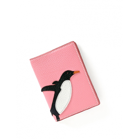 'En L'Air Voyage Pingouin' Nappa Leather passport Holder Rose