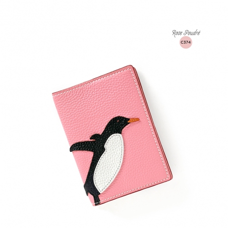 'En L'Air Voyage Pingouin' Nappa Leather passport Holder Rose