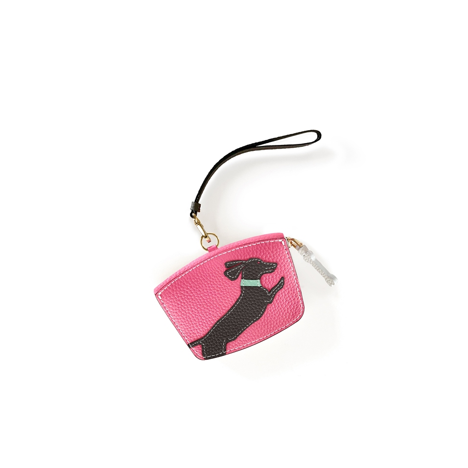 'En L'Air Monnaie Téckel' Porte Monnaie Cuir Nappa Rose