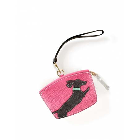 'En L'Air Monnaie Téckel' Porte Monnaie Cuir Nappa Rose