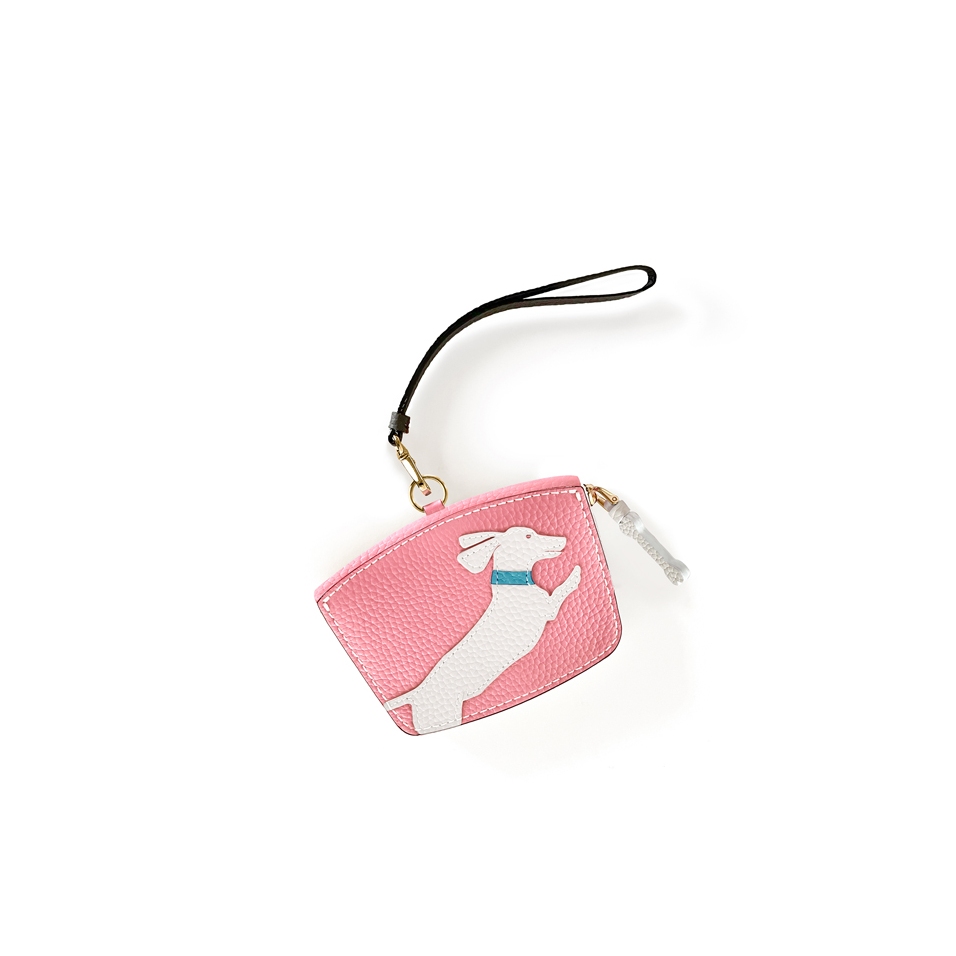 'En L'Air Monnaie Téckel' Porte Monnaie Cuir Nappa Rose Poudré