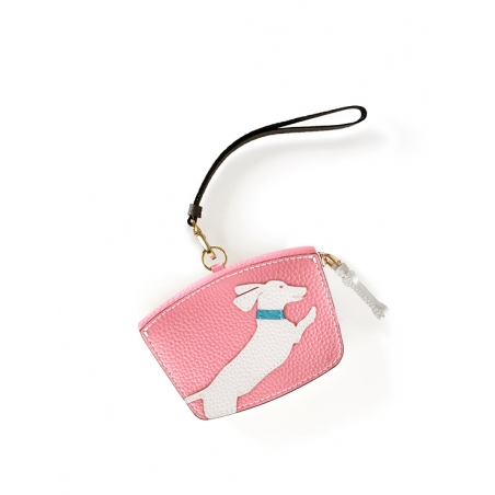 'En L'Air Monnaie Téckel'  Nappa Leather Wallet Light Pink