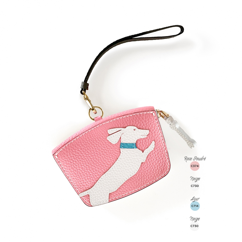 'En L'Air Monnaie Téckel'  Nappa Leather Wallet Light Pink