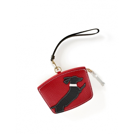 'En L'Air Monnaie Téckel'  Nappa Leather Wallet Red