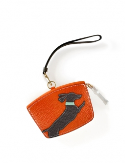 'En L'Air Monnaie Téckel' Porte Monnaie Cuir Nappa Orange