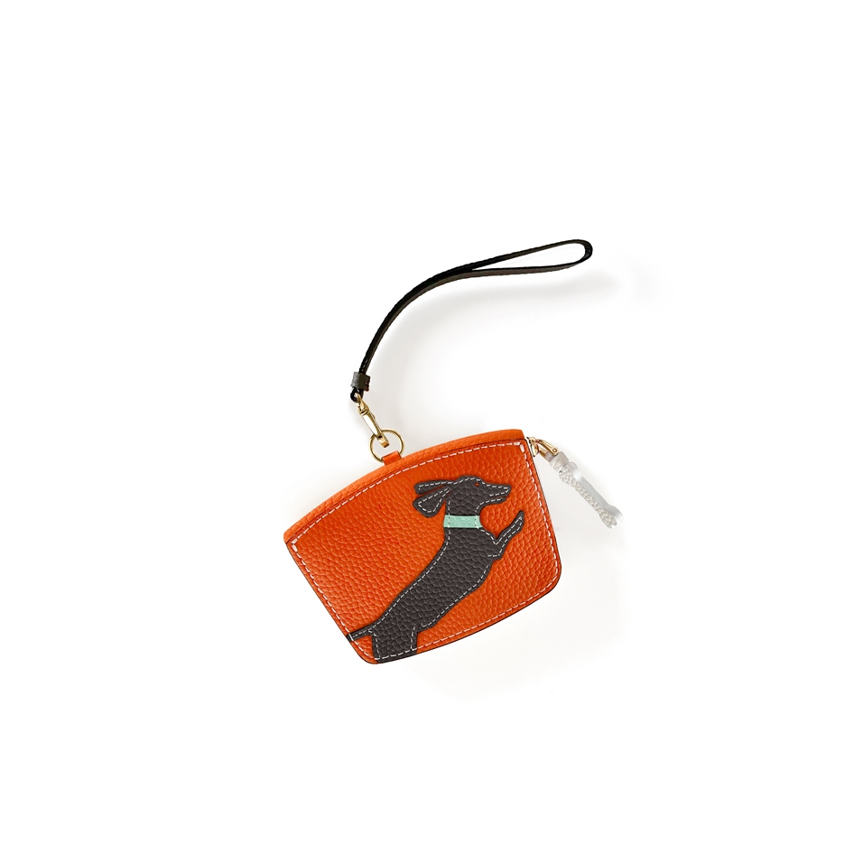 'En L'Air Monnaie Téckel' Porte Monnaie Cuir Nappa Orange