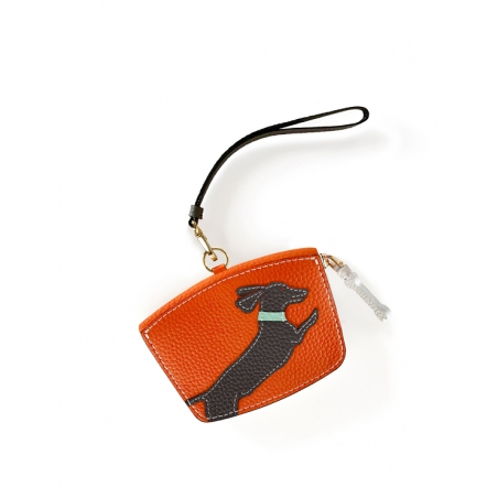 'En L'Air Monnaie Téckel'  Nappa Leather Wallet Orange