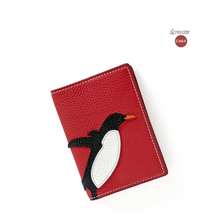 'En L'Air Voyage Pingouin' Nappa Leather passport Holder Red