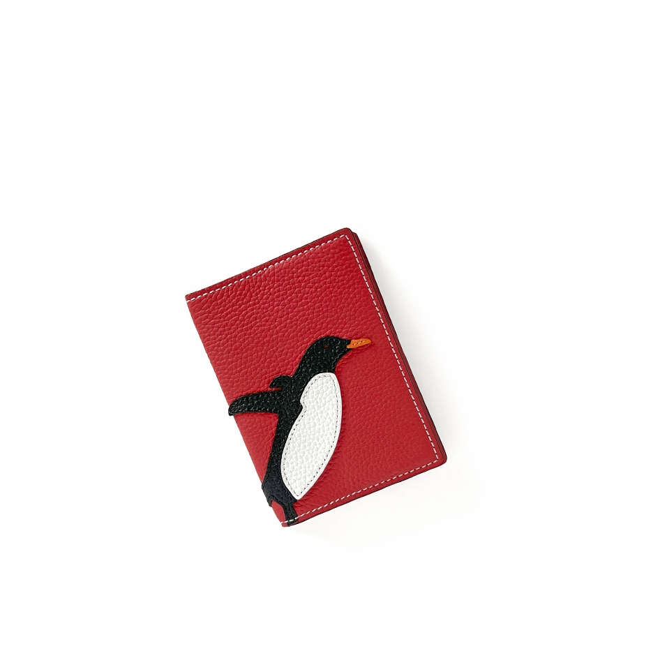 'En L'Air Voyage Pingouin' Nappa Leather passport Holder Red