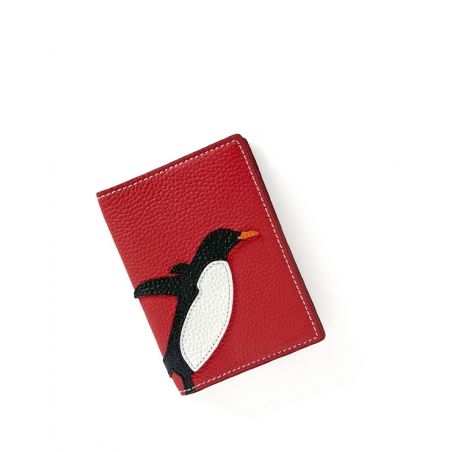 'En L'Air Voyage Pingouin' Nappa Leather passport Holder Red