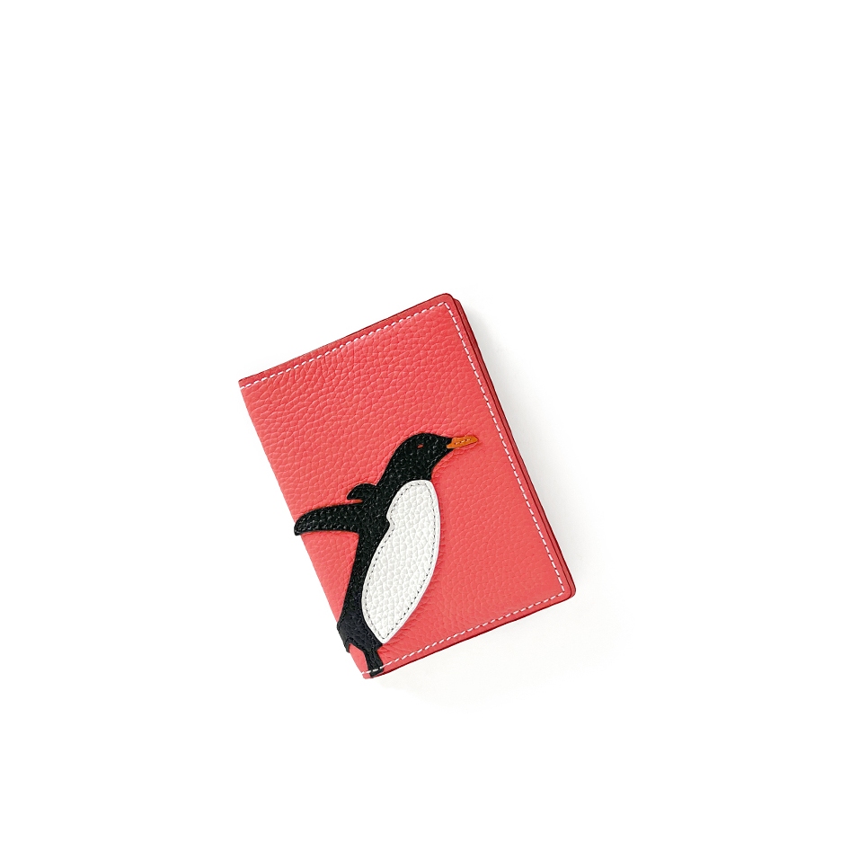 'En L'Air Voyage Pingouin' Nappa Leather passport Holder Watermelon