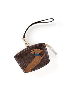 'En L'Air Monnaie Téckel' Porte Monnaie Cuir Nappa Chocolat