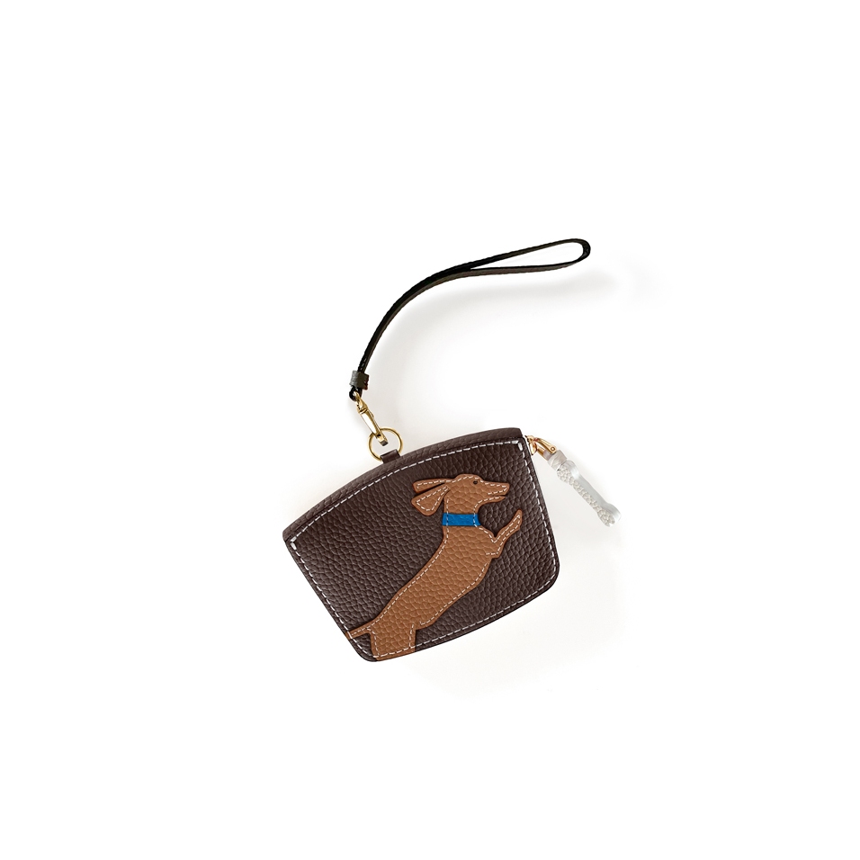 'En L'Air Monnaie Téckel' Porte Monnaie Cuir Nappa Chocolat