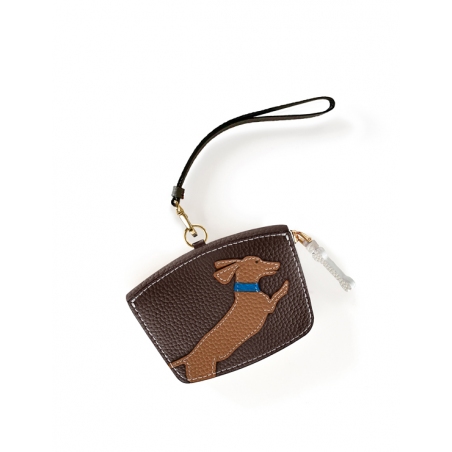 'En L'Air Monnaie Téckel'  Nappa Leather Wallet Chocolate