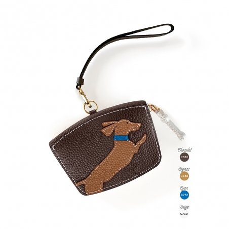 'En L'Air Monnaie Téckel'  Nappa Leather Wallet Chocolate