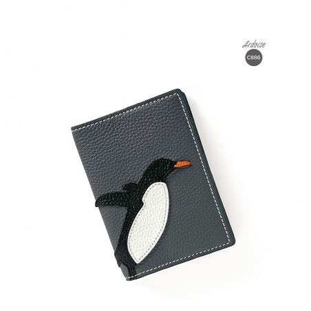 'En L'Air Voyage Pingouin' Nappa Leather passport Holder Ardoise