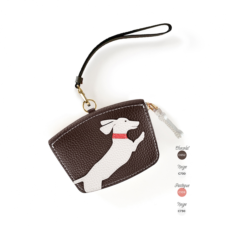 'En L'Air Monnaie Téckel'  Nappa Leather Wallet Chocolate