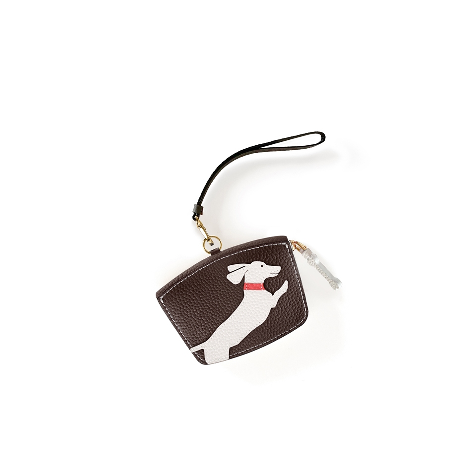 'En L'Air Monnaie Téckel'  Nappa Leather Wallet Chocolate