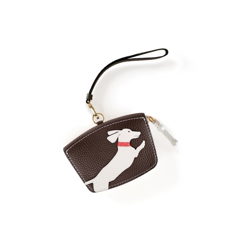 'En L'Air Monnaie Téckel' Porte Monnaie Cuir Nappa Chocolat