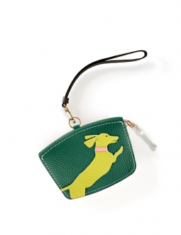 'En L'Air Monnaie Téckel'  Nappa Leather Wallet Vert Pin