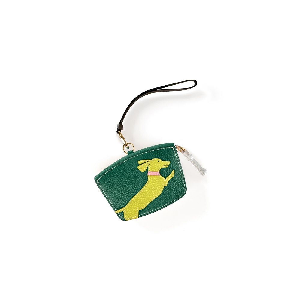 'En L'Air Monnaie Téckel' Porte Monnaie Cuir Nappa Vert Pin