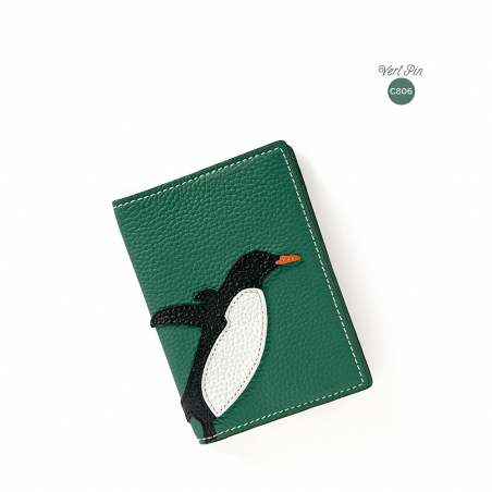 'En L'Air Voyage Pingouin' Nappa Leather passport Vert Pin