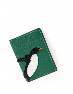 'En L'Air Voyage Pingouin' Nappa Leather passport Vert Pin