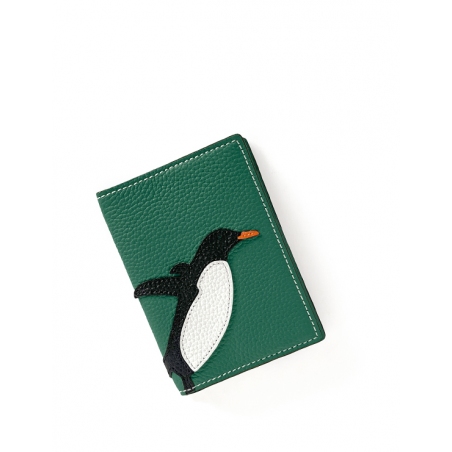 'En L'Air Voyage Pingouin' Nappa Leather passport Vert Pin