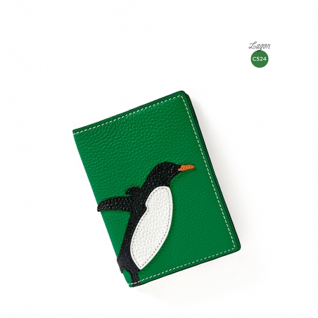 'En L'Air Voyage Pingouin' Étui de Passeport Cuir Nappa Lagon
