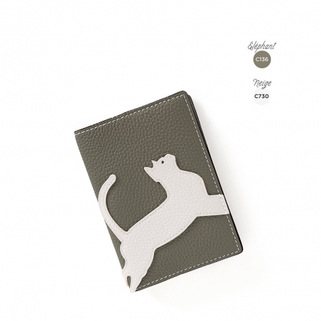 En L'Air Voyage Chat' Étui de Passeport Cuir Nappa Éléphant