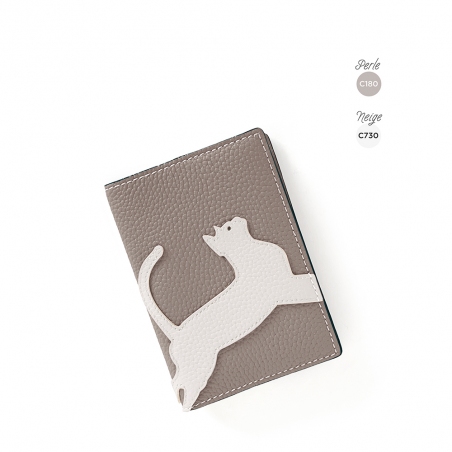 'En L'Air Voyage Chat' Nappa Leather passport Holder Pearl Grey