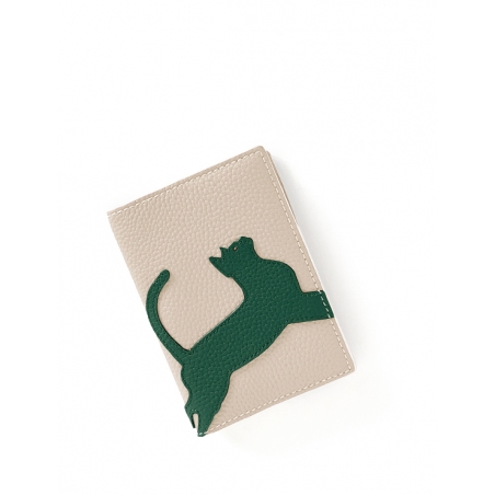 'En L'Air Voyage Chat' Nappa Leather passport Holder Cream