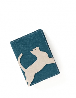 'En L'Air Voyage Chat' Nappa Leather passport Holder Indigo