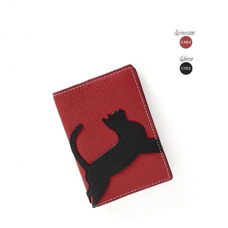 'En L'Air Voyage Chat' Nappa Leather passport Holder Red