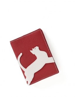 'En L'Air Voyage Chat' Nappa Leather passport Holder Red