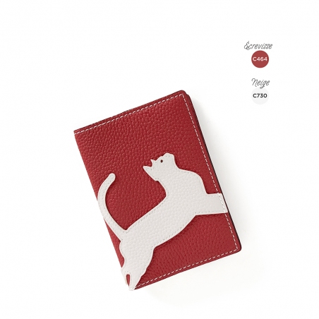 'En L'Air Voyage Chat' Nappa Leather passport Holder Red