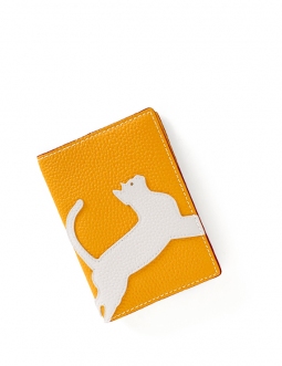'En L'Air Voyage Chat' Nappa Leather passport Holder Yellow