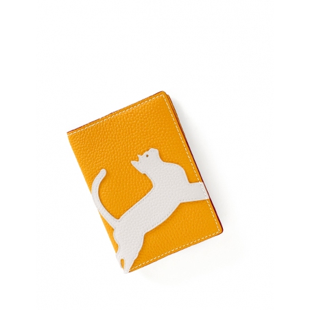 'En L'Air Voyage Chat' Nappa Leather passport Holder Yellow