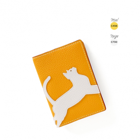 'En L'Air Voyage Chat' Nappa Leather passport Holder Yellow