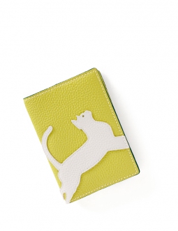 'En L'Air Voyage Chat' Nappa Leather passport Holder Paille