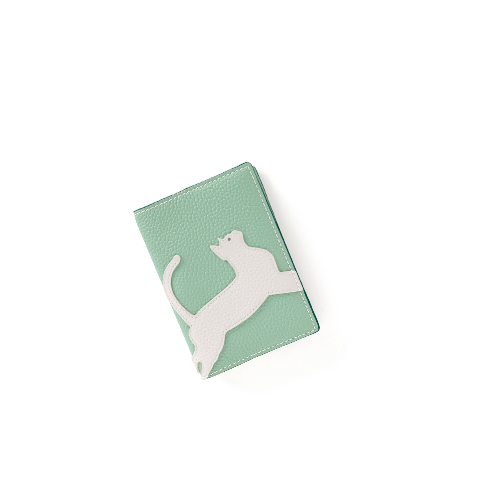 'En L'Air Voyage Chat' Nappa Leather passport Holder Opaline