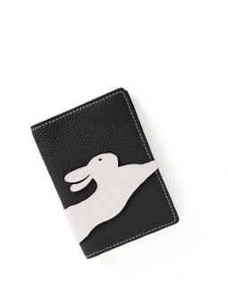 'En L'Air Voyage Lièvre' Nappa Leather passport Holder Black