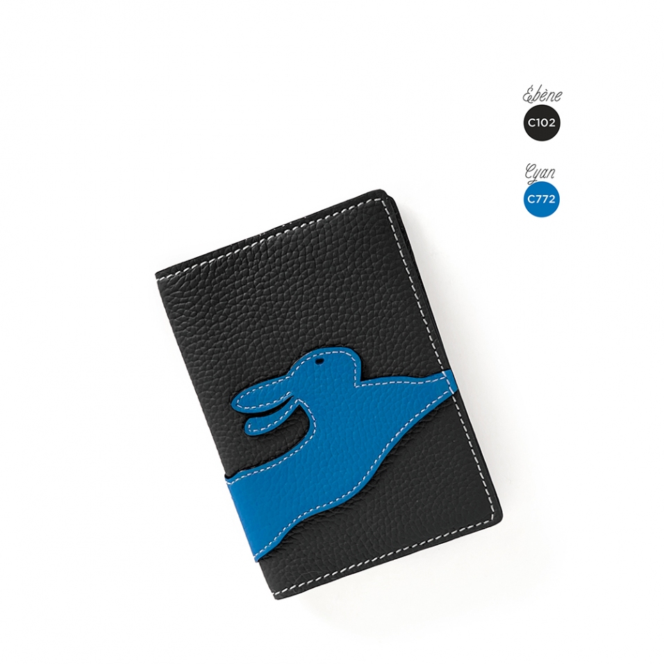 'En L'Air Voyage Lièvre' Nappa Leather passport Holder Black