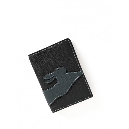 'En L'Air Voyage Lièvre' Nappa Leather passport Holder Black