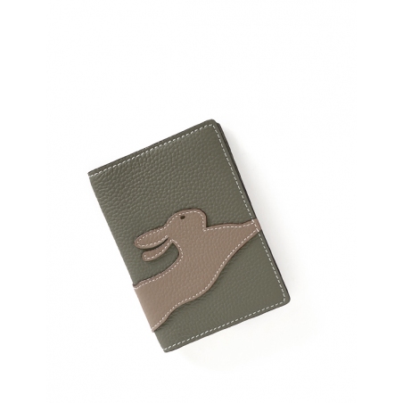 'En L'Air Voyage Lièvre' Nappa Leather passport Holder Elephant Grey