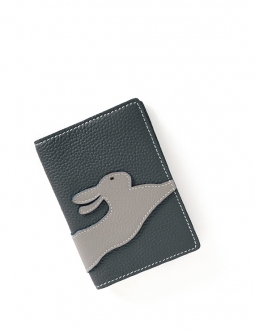 'En L'Air Voyage Lièvre' Nappa Leather passport Holder Ardoise