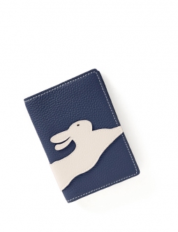 'En L'Air Voyage Lièvre' Nappa Leather passport HolderMarine