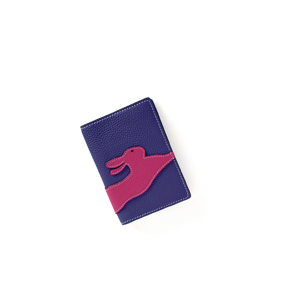 'En L'Air Voyage Lièvre' Étui de Passeport Cuir Nappa Fuchsia